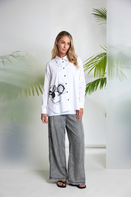 Naya - Black + White Placement Print Shirt NAS26144