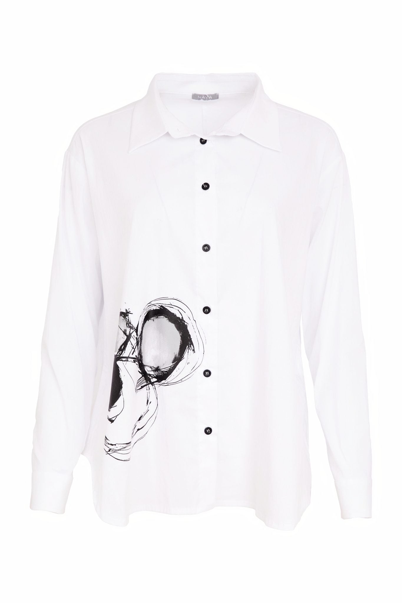 Naya - Black + White Placement Print Shirt NAS26144