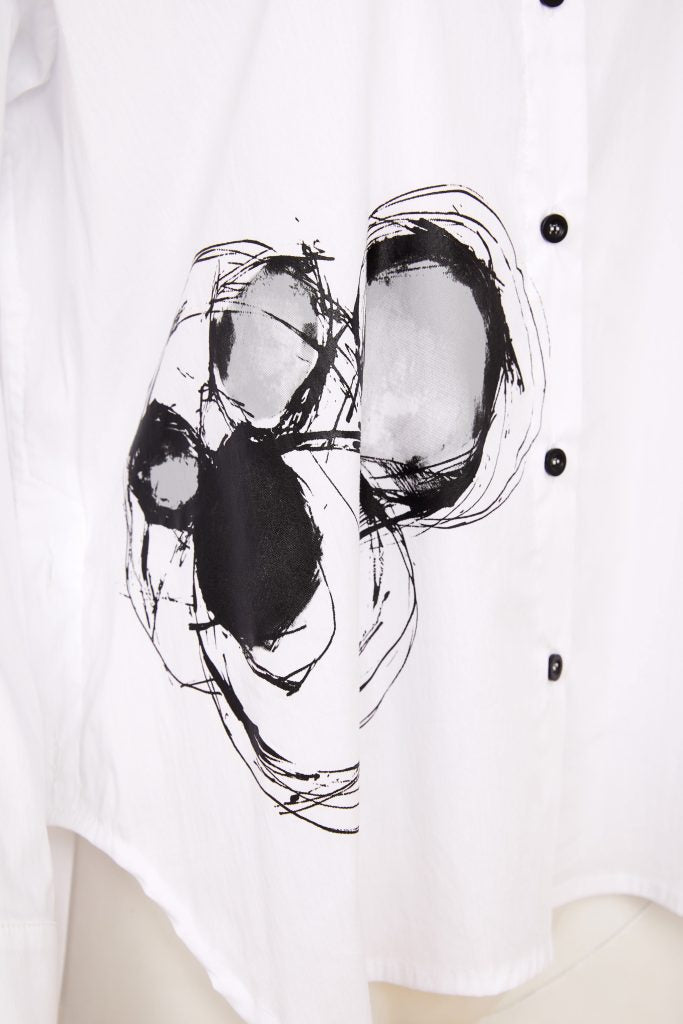 Naya - Black + White Placement Print Shirt NAS26144