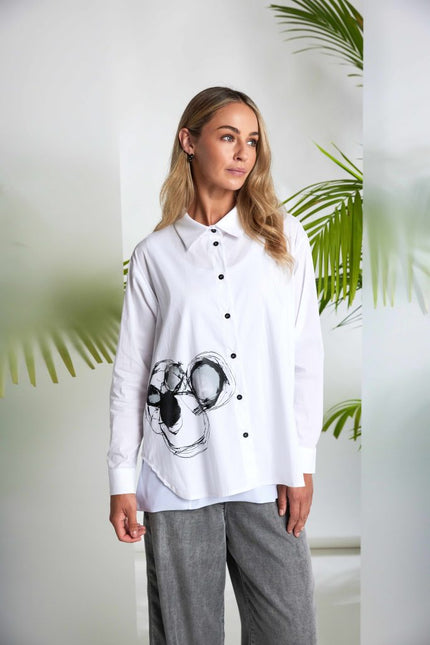 Naya - Black + White Placement Print Shirt NAS26144