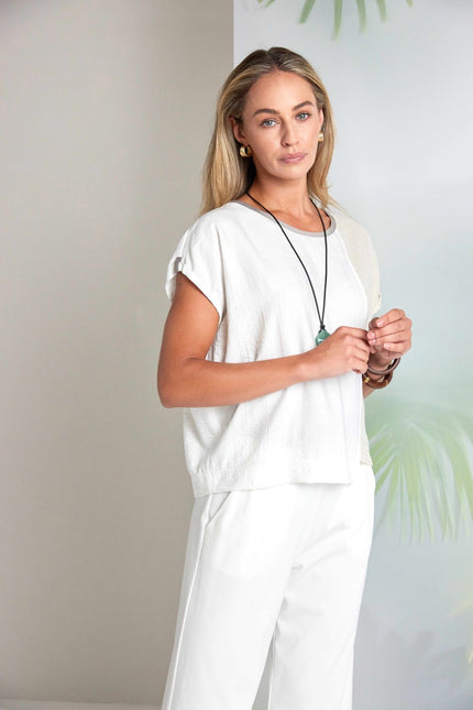 Naya - Round Neck Top With Contrast Panel NAS26160