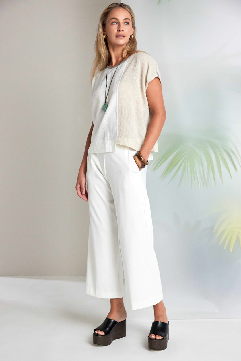 Naya - Round Neck Top With Contrast Panel NAS26160