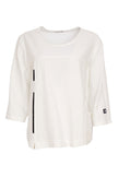 Naya - Simplicity Ecru Round Neck Top with Piping Trim NAS26138