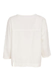 Naya - Simplicity Ecru Round Neck Top with Piping Trim NAS26138