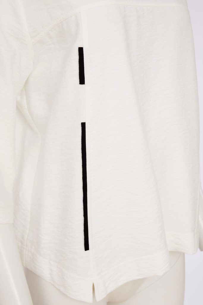 Naya - Simplicity Ecru Round Neck Top with Piping Trim NAS26138