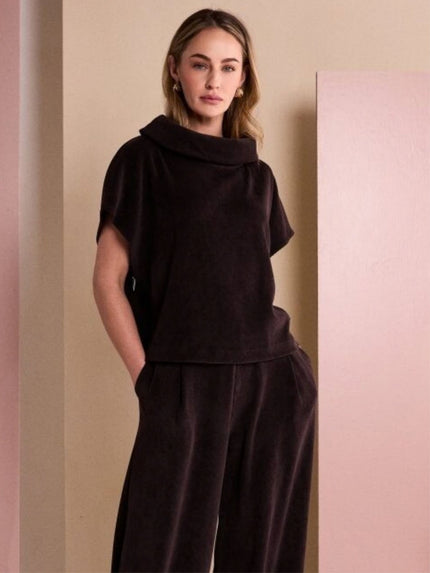 Naya-Women_s-Soft-Ribbed-Cord-Cowl-Neck-Top-in-Choco-NAW26253-at-Kings-Road-Fashions-Leighton-Buzzard-UK