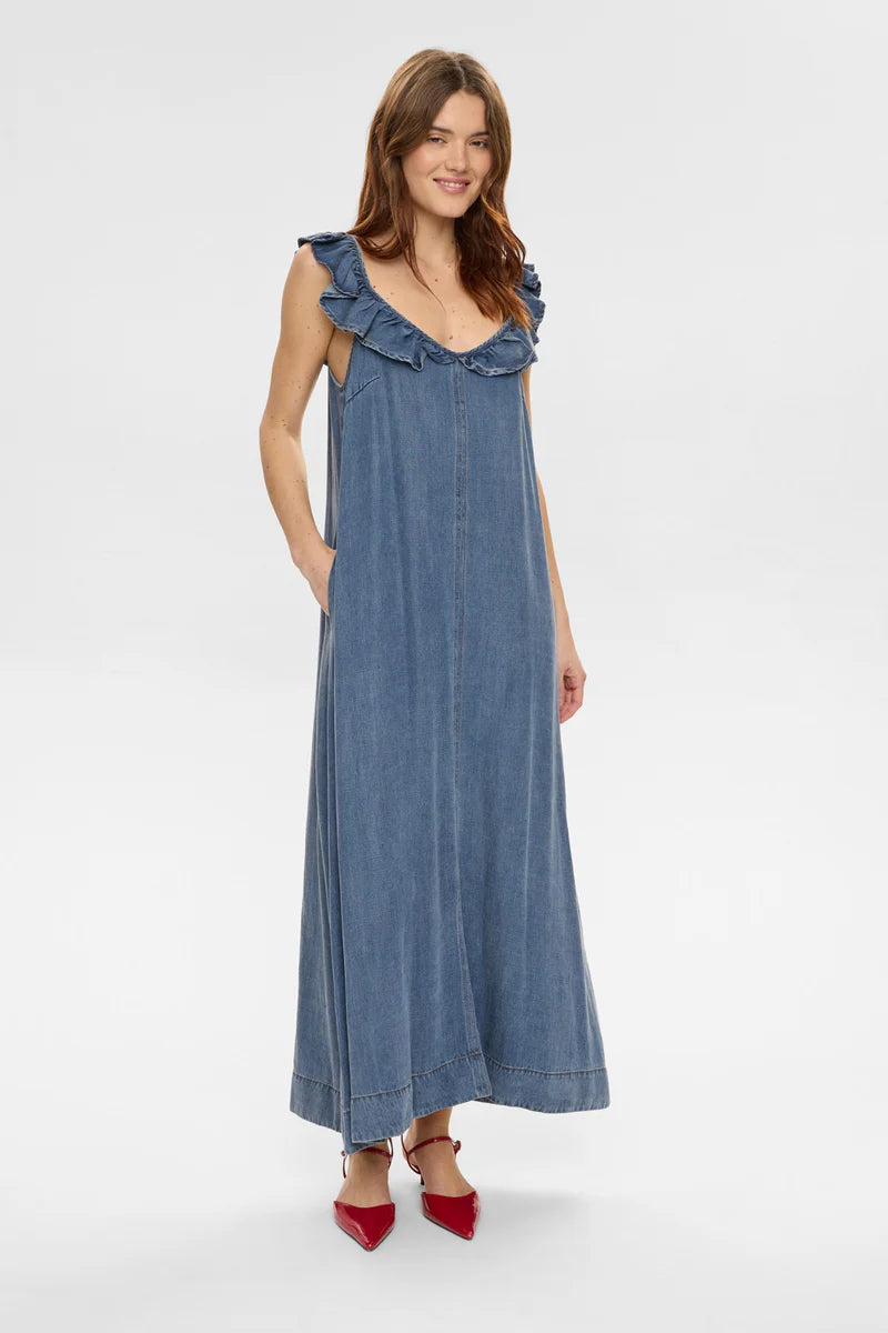 Nümph - Women's Nuelida Denim Ruffle Dress