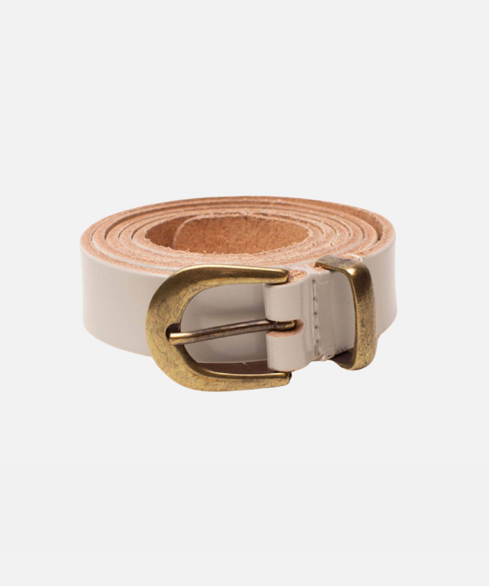 Ank Classic Womens Skinny Leather Belt in White