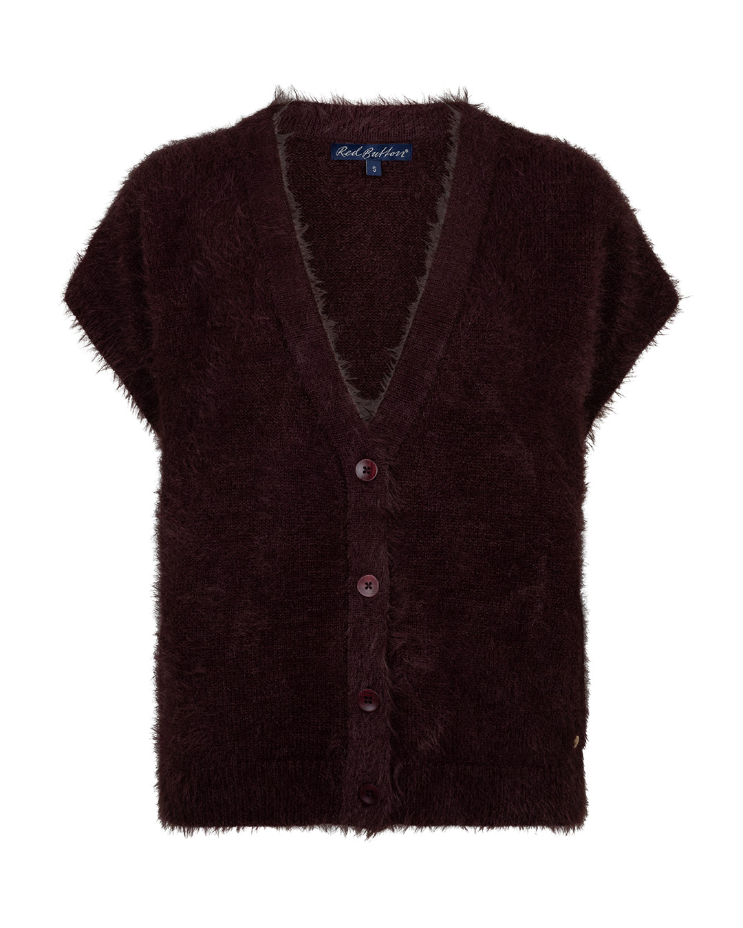 Red Button - Women's Sleeveless Cardigan Fuzzy SRB5116 Burgundy