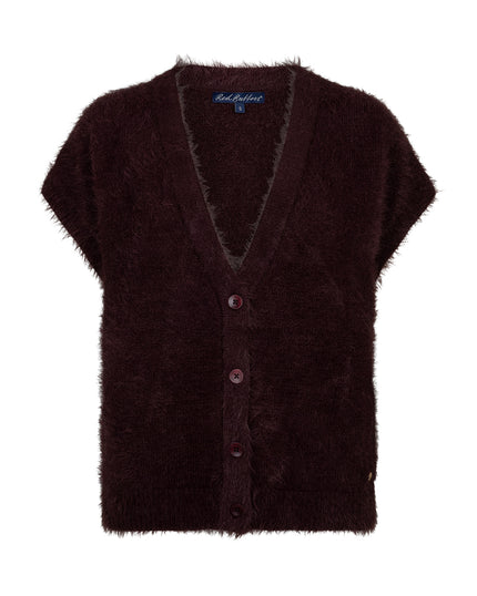 Red Button - Women's Sleeveless Cardigan Fuzzy SRB5116 Burgundy
