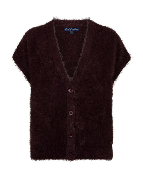 Red Button - Women's Sleeveless Cardigan Fuzzy SRB5116 Burgundy