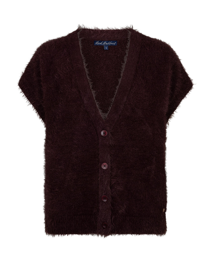 Red Button - Women's Sleeveless Cardigan Fuzzy SRB5116 Burgundy