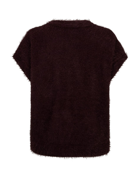 Red Button - Women's Sleeveless Cardigan Fuzzy SRB5116 Burgundy