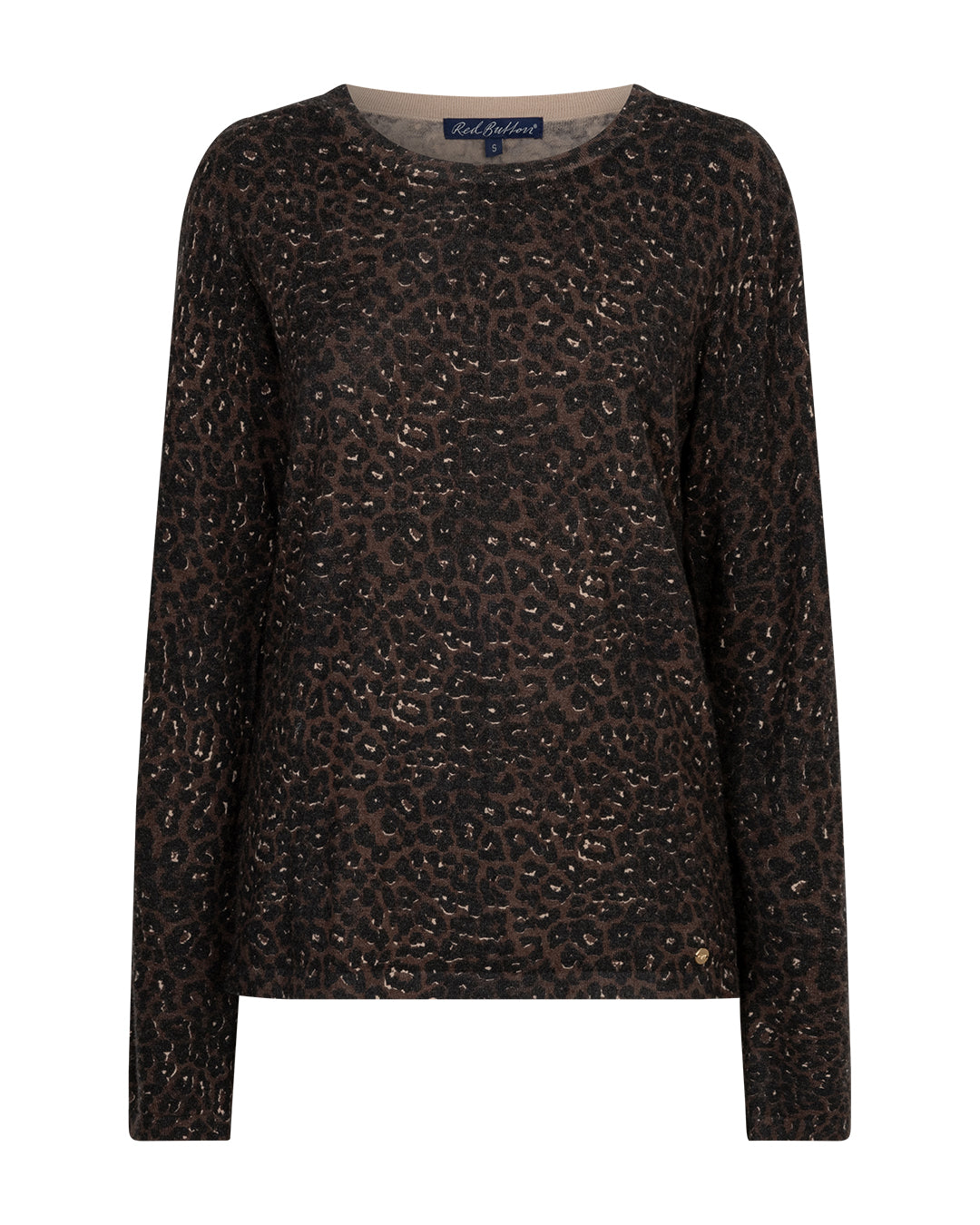 Red Button - Sweet Animal Print Light Jumper SRB5084 in Coffee at Kings Road Fashions, Leighton Buzzard, UK