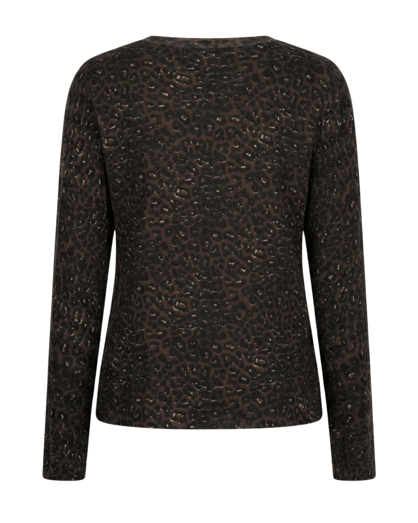 Red Button - Sweet Animal Print Light Jumper SRB5084 in Coffee at Kings Road Fashions, Leighton Buzzard, UK