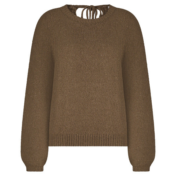 Red Button - Women's Sweater with Knot SRB4740 Mid Brown