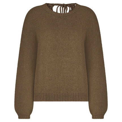 Red Button - Women's Sweater with Knot SRB4740 Mid Brown