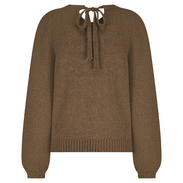 Red Button - Women's Sweater with Knot SRB4740 Mid Brown