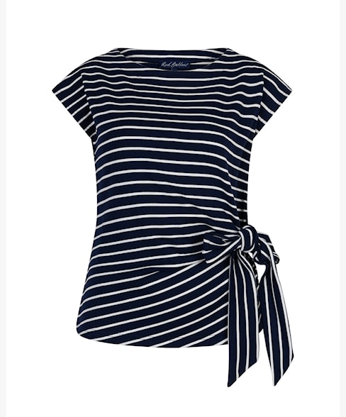 Red-Button-Women_s-Terry-Stripe-Tee-With-Knot-in--Navy-SRB4759-1