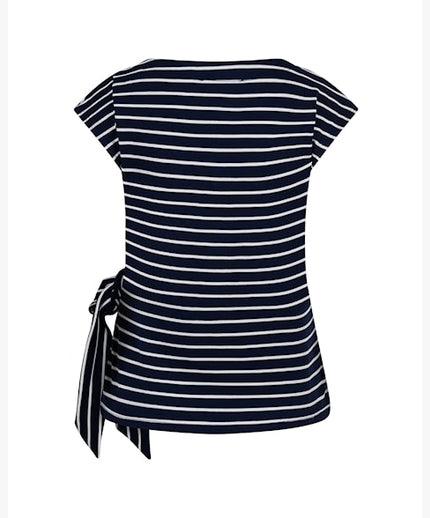 Red-Button-Women_s-Terry-Stripe-Tee-With-Knot-in--Navy-SRB4759-1