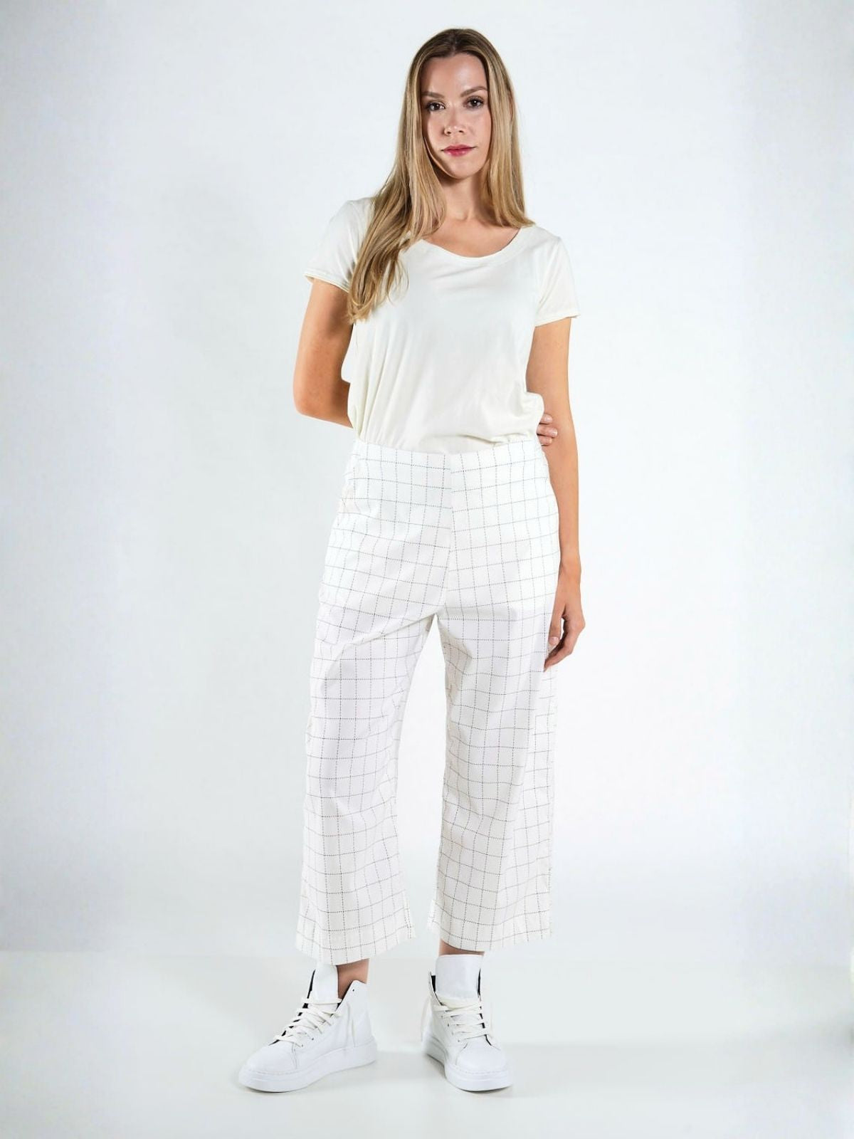 Rundholz -Black -Label -Women's -Stretch- Trousers -Off-White -Check - 1263440103-1