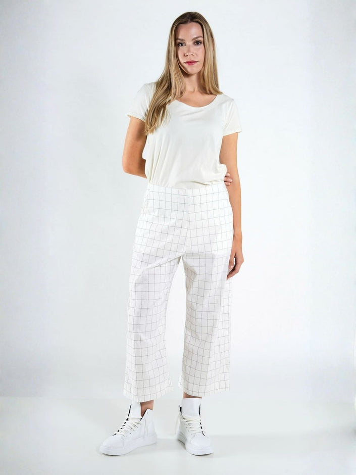 Rundholz -Black -Label -Women's -Stretch- Trousers -Off-White -Check - 1263440103-1