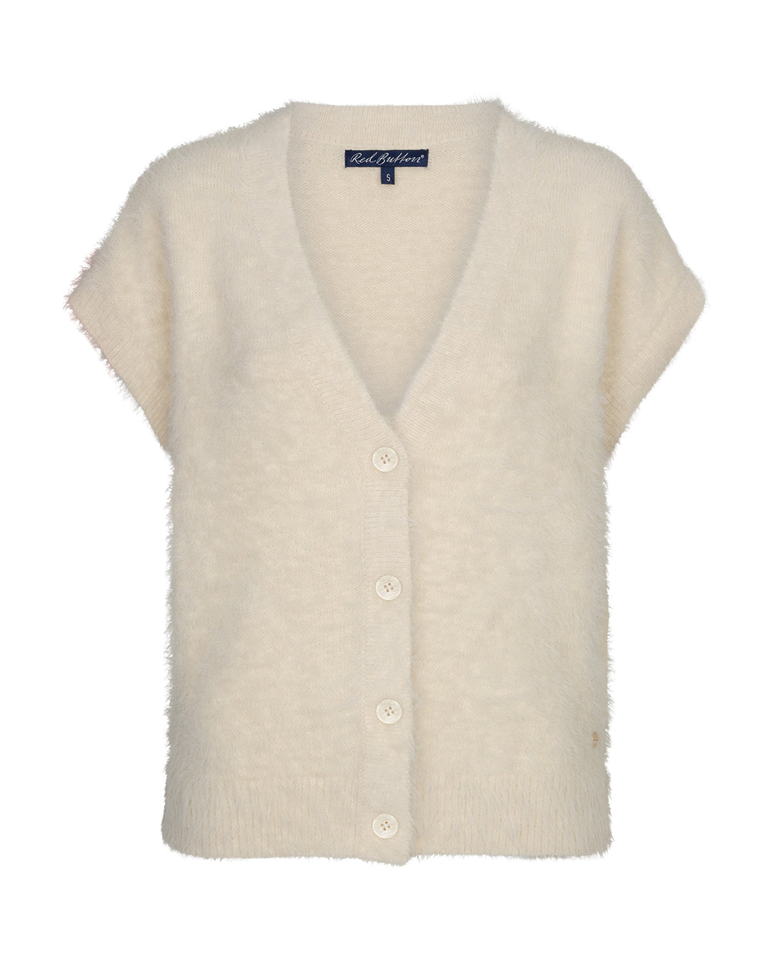Red Button - Women's Sleeveless Cardigan Fuzzy SRB5116 Cream at Kings Road Fashions, Leighton Buzzard, UK