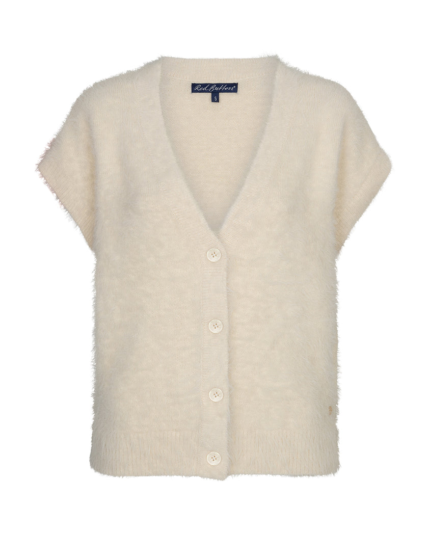 Red Button - Women's Sleeveless Cardigan Fuzzy SRB5116 Cream at Kings Road Fashions, Leighton Buzzard, UK