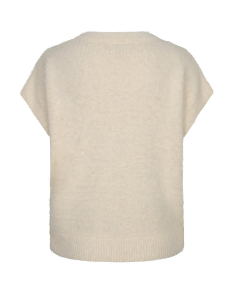 Red Button - Women's Sleeveless Cardigan Fuzzy SRB5116 Cream at Kings Road Fashions, Leighton Buzzard, UK