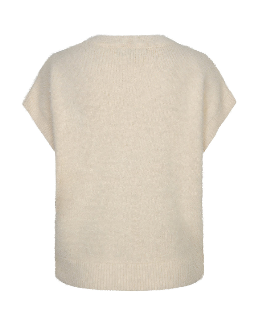 Red Button - Women's Sleeveless Cardigan Fuzzy SRB5116 Cream at Kings Road Fashions, Leighton Buzzard, UK