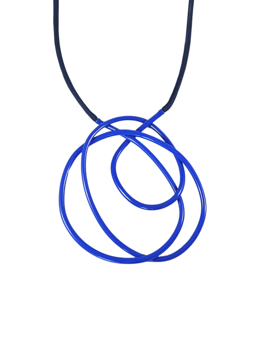 Samuel- Coraux -Small -Medallion- Necklace- Royal- Gloss-and -Black-Kings-Road-Fashions