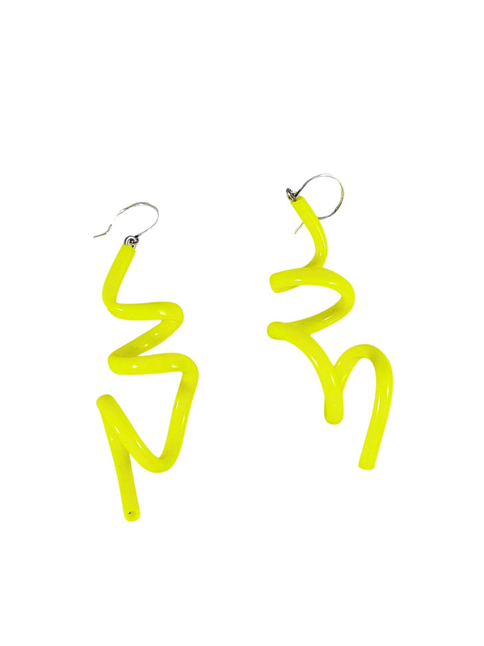 Samuel Coraux - Zig Squiggle Earrings Neon Yellow