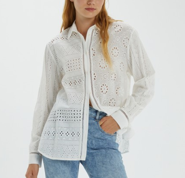 Andam - Full Sleeve Broidery Anglaise Shirt