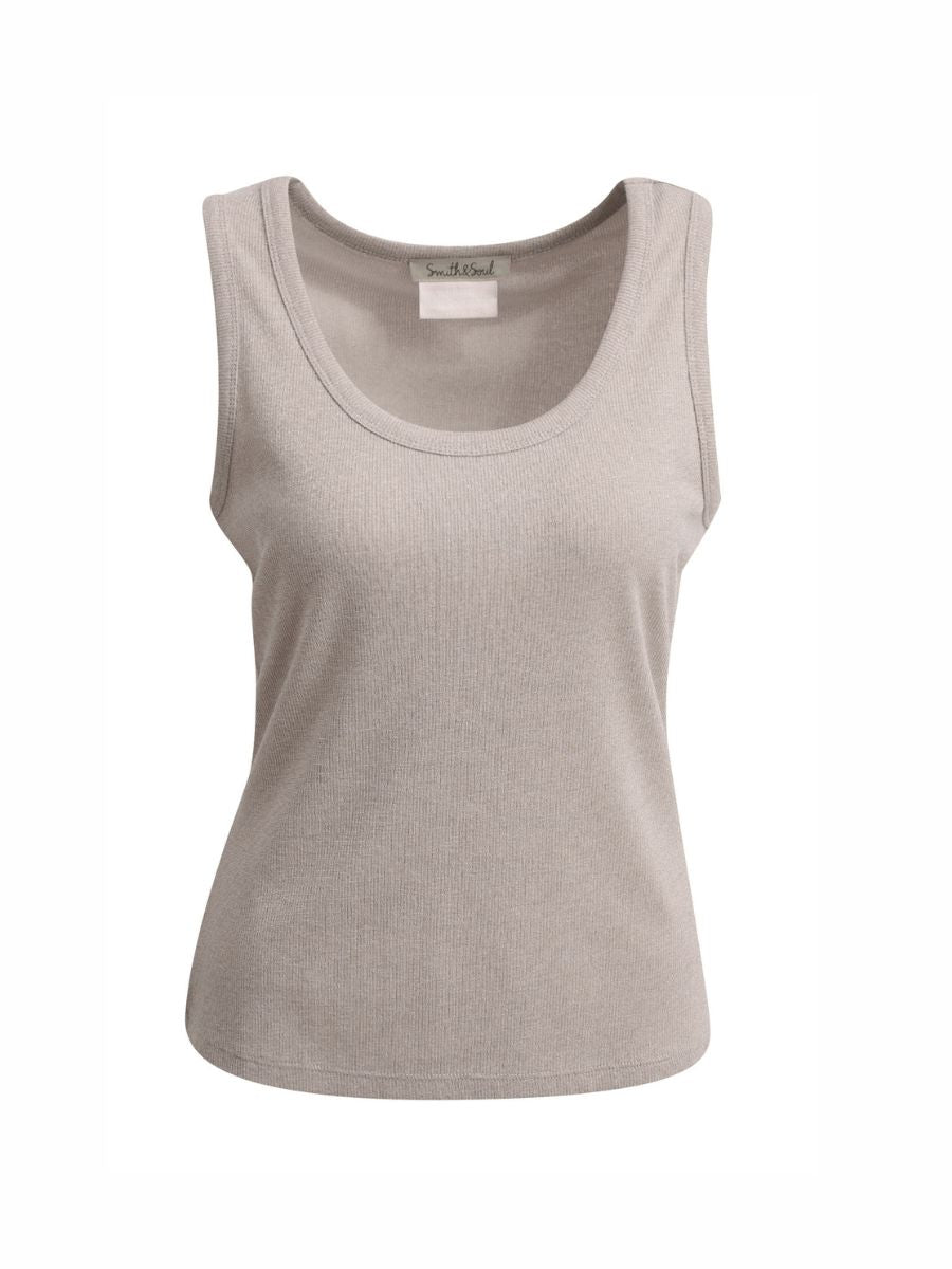 Smith & Soul Women's Fitted Metallic Rib Tanktop - 0726-0716 - Sand - 103