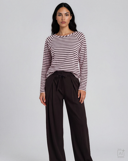 Smith -& -Soul -Women's -Regular- Raglan -Sleeve -Sweatshirt- 0826-1013 - 454 -Sugar-Stripes-King-Road-Fashions