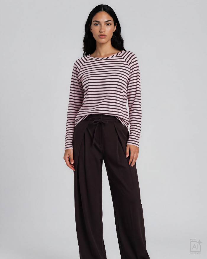 Smith -& -Soul -Women's -Regular- Raglan -Sleeve -Sweatshirt- 0826-1013 - 454 -Sugar-Stripes-King-Road-Fashions