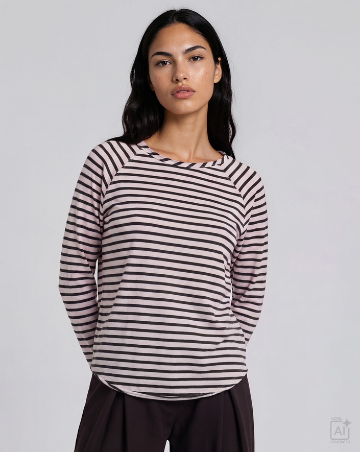 Smith -& -Soul -Women's -Regular- Raglan -Sleeve -Sweatshirt- 0826-1013 - 454 -Sugar-Stripes-King-Road-Fashions