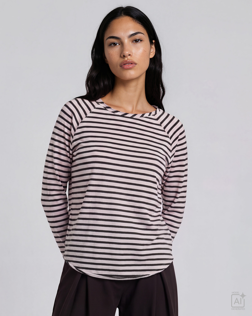 Smith -& -Soul -Women's -Regular- Raglan -Sleeve -Sweatshirt- 0826-1013 - 454 -Sugar-Stripes-King-Road-Fashions