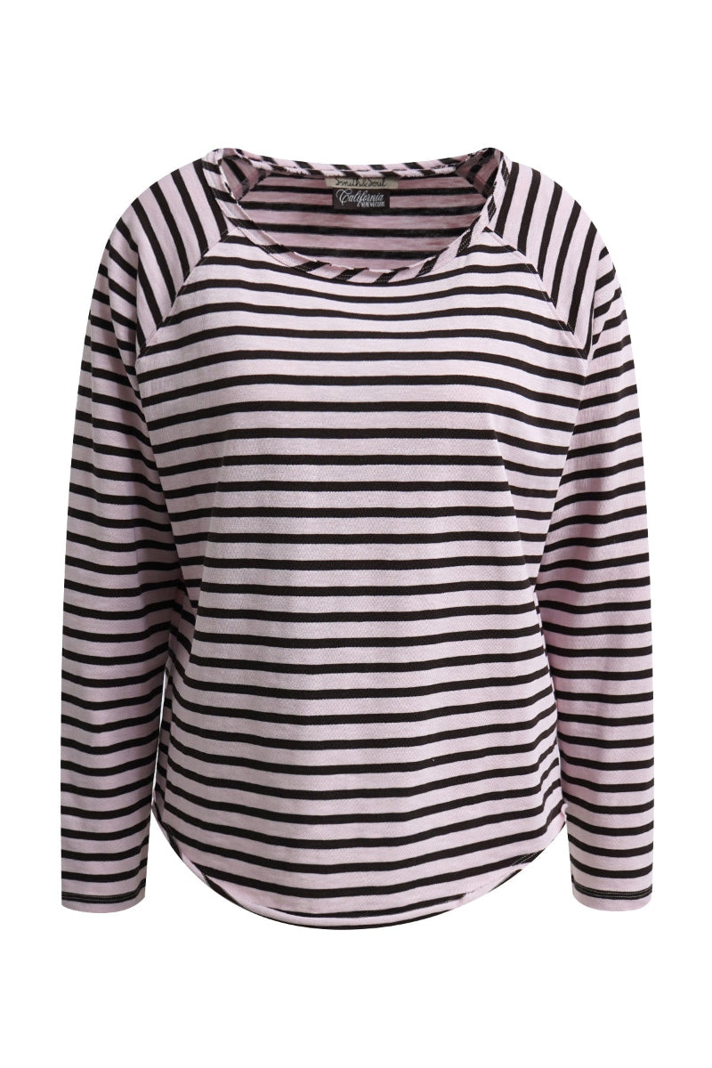 Smith -& -Soul -Women's -Regular- Raglan -Sleeve -Sweatshirt- 0826-1013 - 454 -Sugar-Stripes-King-Road-Fashions