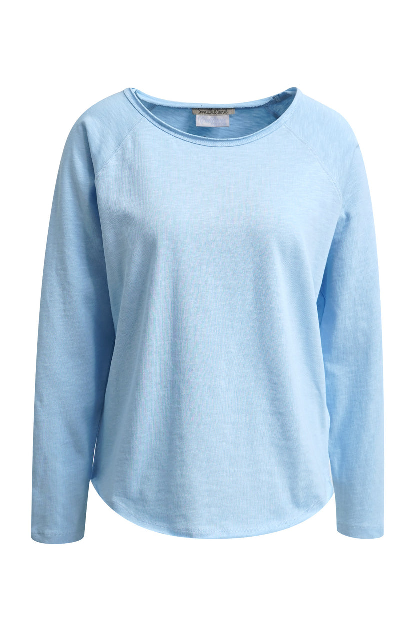 Smith -& -Soul -Women's -Regular -Raglan -Sleeve -Sweatshirt -0826-1013 - 601- Light- Blue-Kings-Road-Fashions