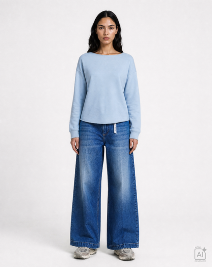 Smith -& -Soul -Women's -Regular -Raglan -Sleeve -Sweatshirt -0826-1013 - 601- Light- Blue-Kings-Road-Fashions