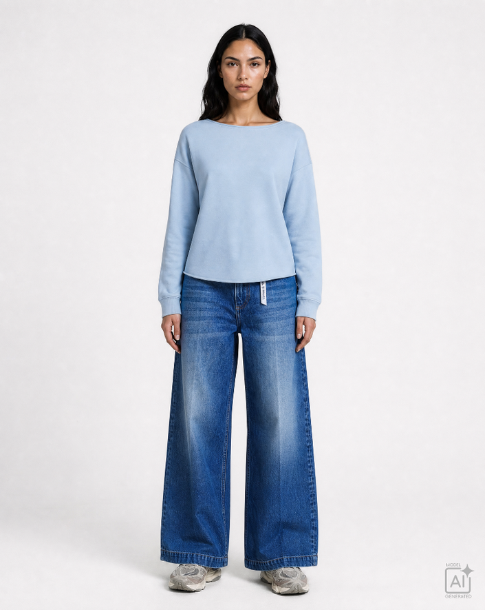 Smith -& -Soul -Women's -Regular -Raglan -Sleeve -Sweatshirt -0826-1013 - 601- Light- Blue-Kings-Road-Fashions