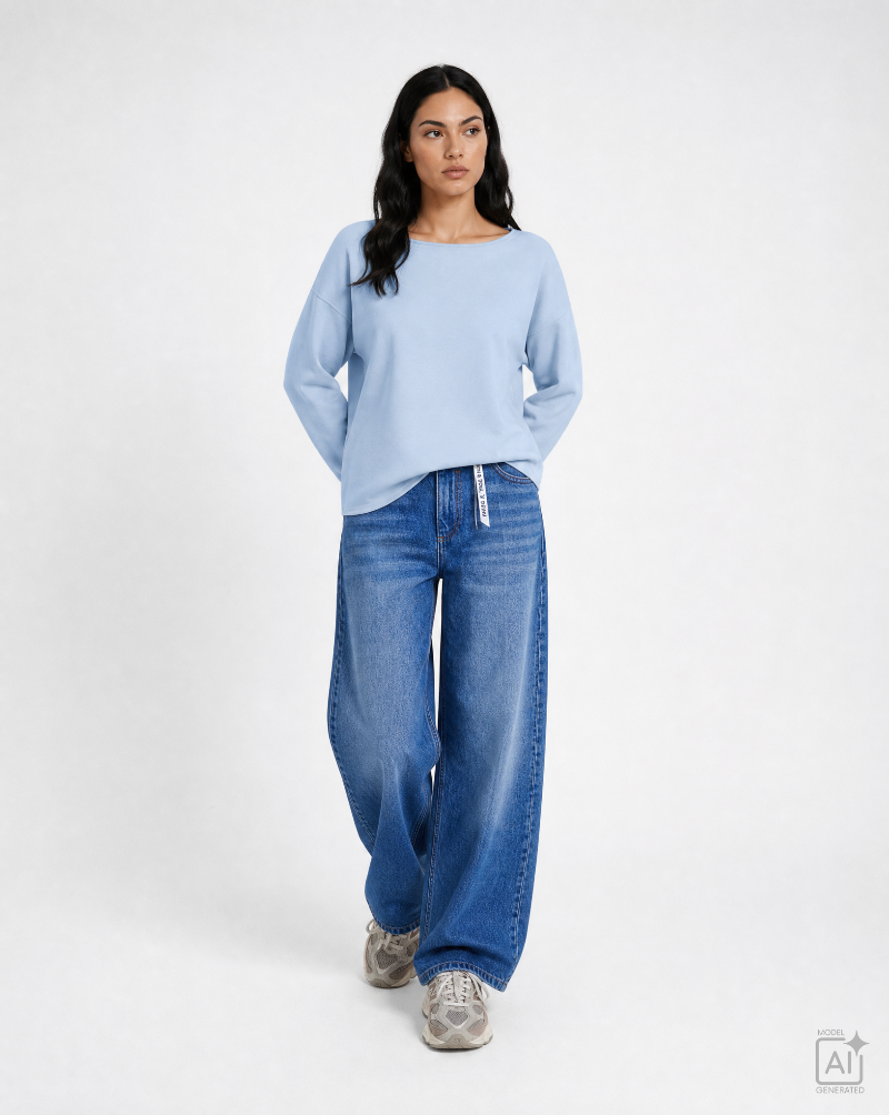 Smith -& -Soul -Women's -Regular -Raglan -Sleeve -Sweatshirt -0826-1013 - 601- Light- Blue-Kings-Road-Fashions
