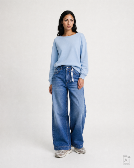 Smith -& -Soul -Women's -Regular -Raglan -Sleeve -Sweatshirt -0826-1013 - 601- Light- Blue-Kings-Road-Fashions