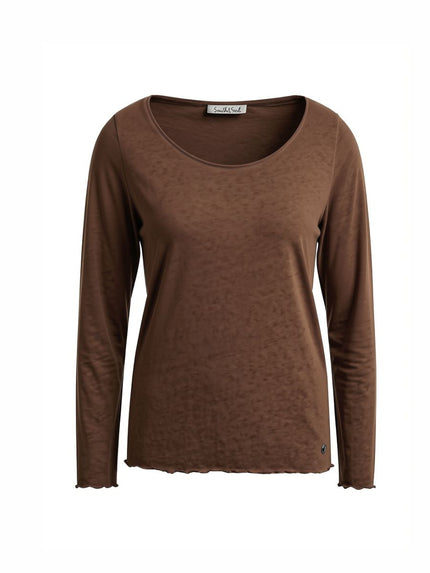 Smith & Soul Women's Scoop Neck Long Sleeve Tee Dark Choc-0826-1111 913 Dark Choc