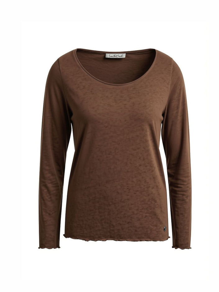 Smith & Soul Women's Scoop Neck Long Sleeve Tee Dark Choc-0826-1111 913 Dark Choc