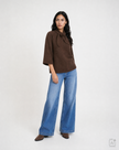 Smith-_amp_-Soul-Women_s-Short-Sleeve-Knit-Top-with-Scarf-0826-0849-913-Dark-Choc-Kings-Road-Fashions