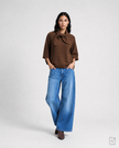 Smith-_amp_-Soul-Women_s-Short-Sleeve-Knit-Top-with-Scarf-0826-0849-913-Dark-Choc-Kings-Road-Fashions