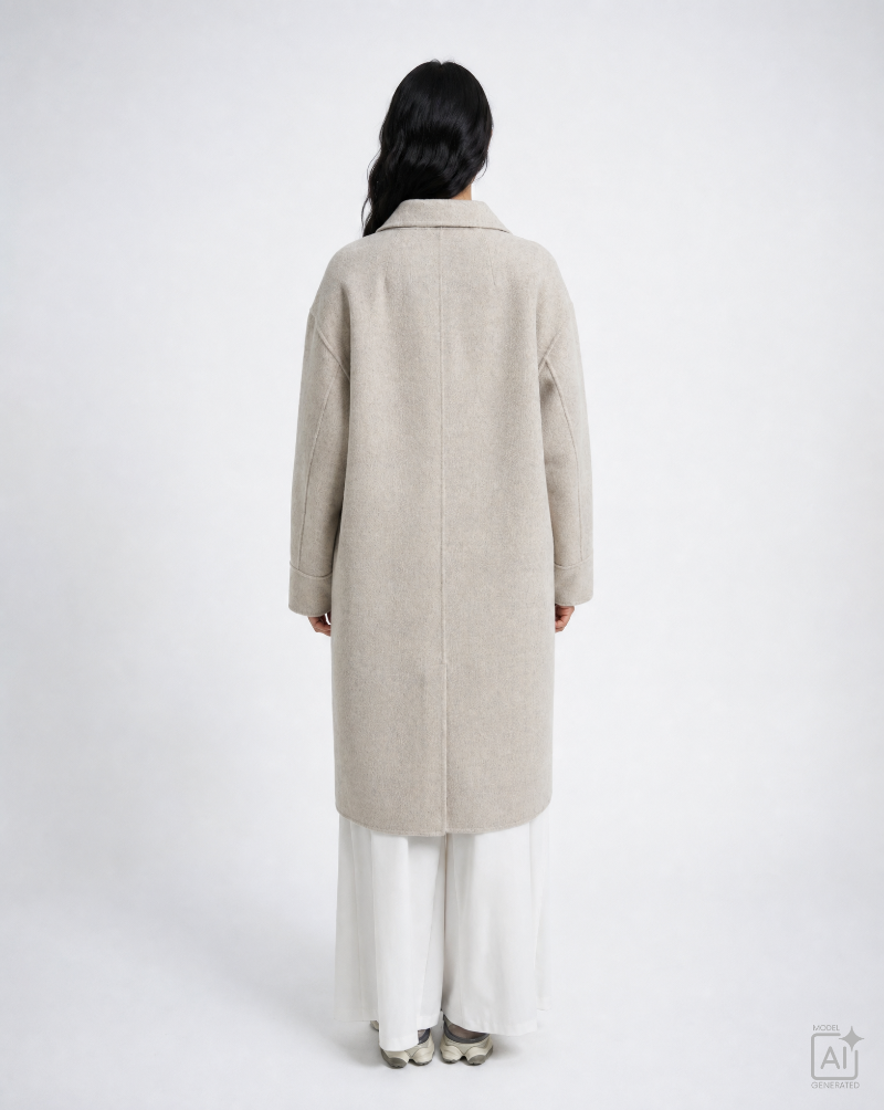 Smith -& -Soul -Women's -Three -Quarter -Wool -Blend -Coat - 0826-1153 - 120 -Oat- Milk-Kings-Road-Fashions