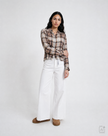 Smith- &- Soul -Women's- Soft -Checked -Cropped -Blouse -0826-0305-CH - 1103 -sand -print-1